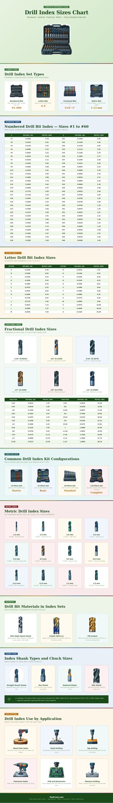 Drill Index Sizes Chart