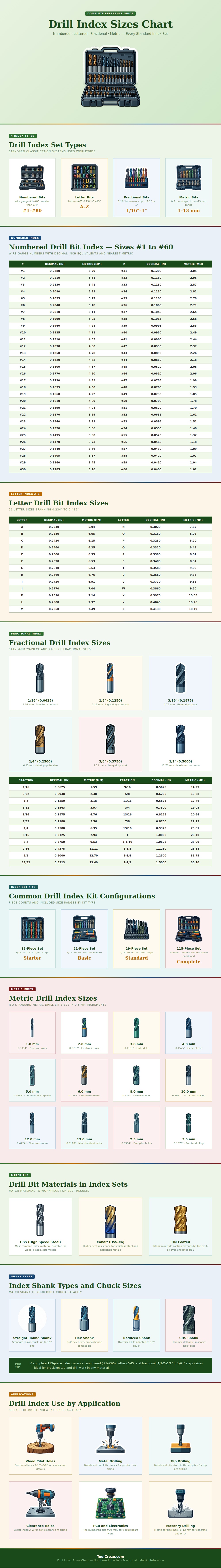 Drill Index Sizes Chart