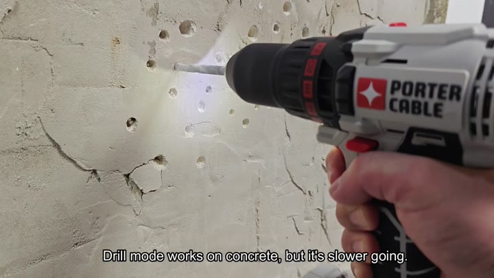 Drilling into concrete wall with drill mode Drilling into concrete wall with drill mode