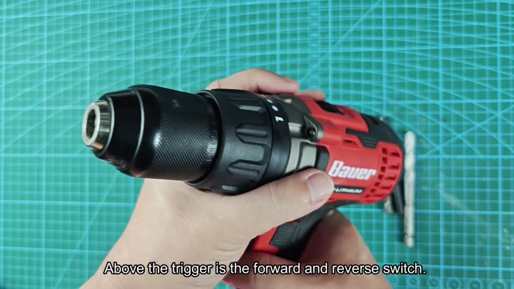 Forward and reverse switch above trigger Forward and reverse switch above trigger