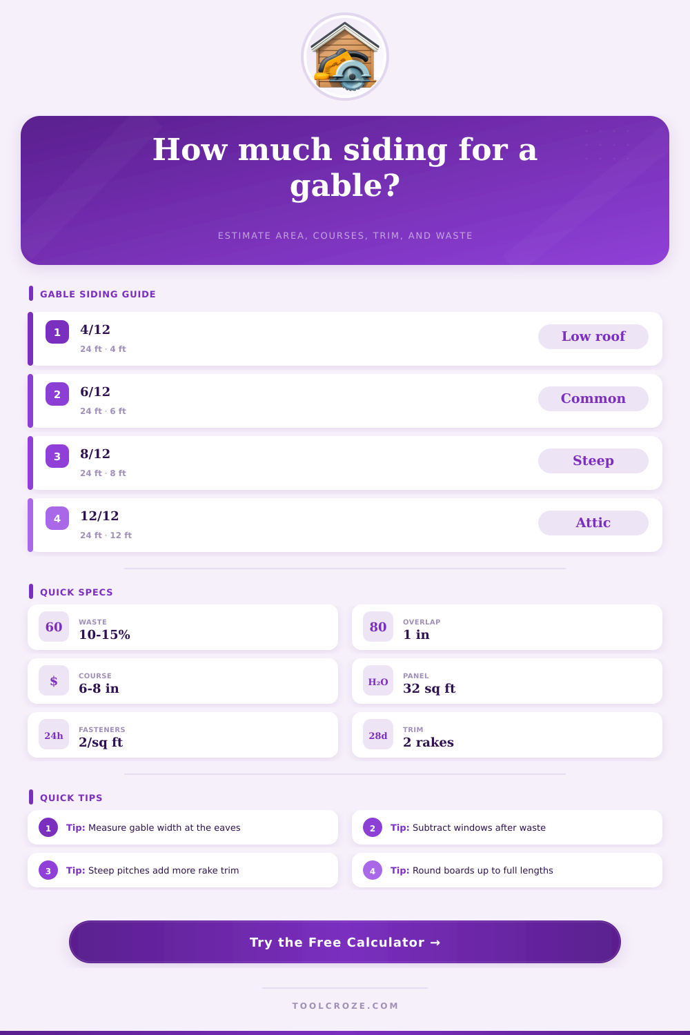 Gable Siding Calculator for Material Takeoffs