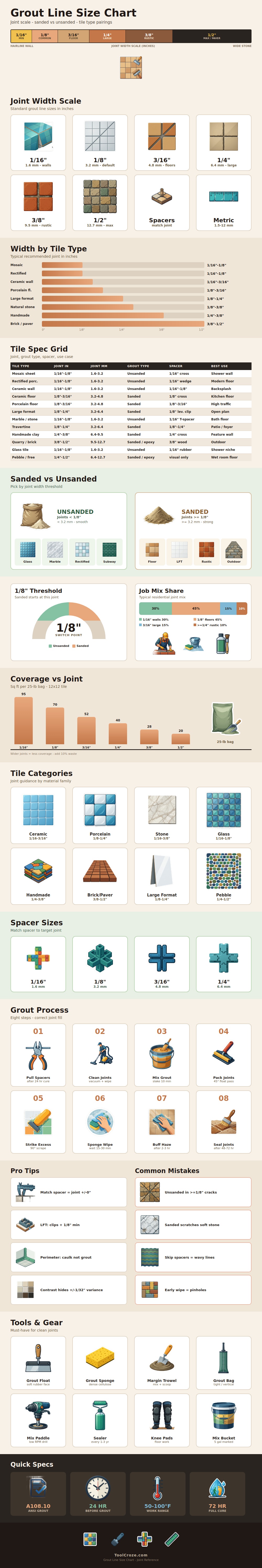 Grout Line Size Chart