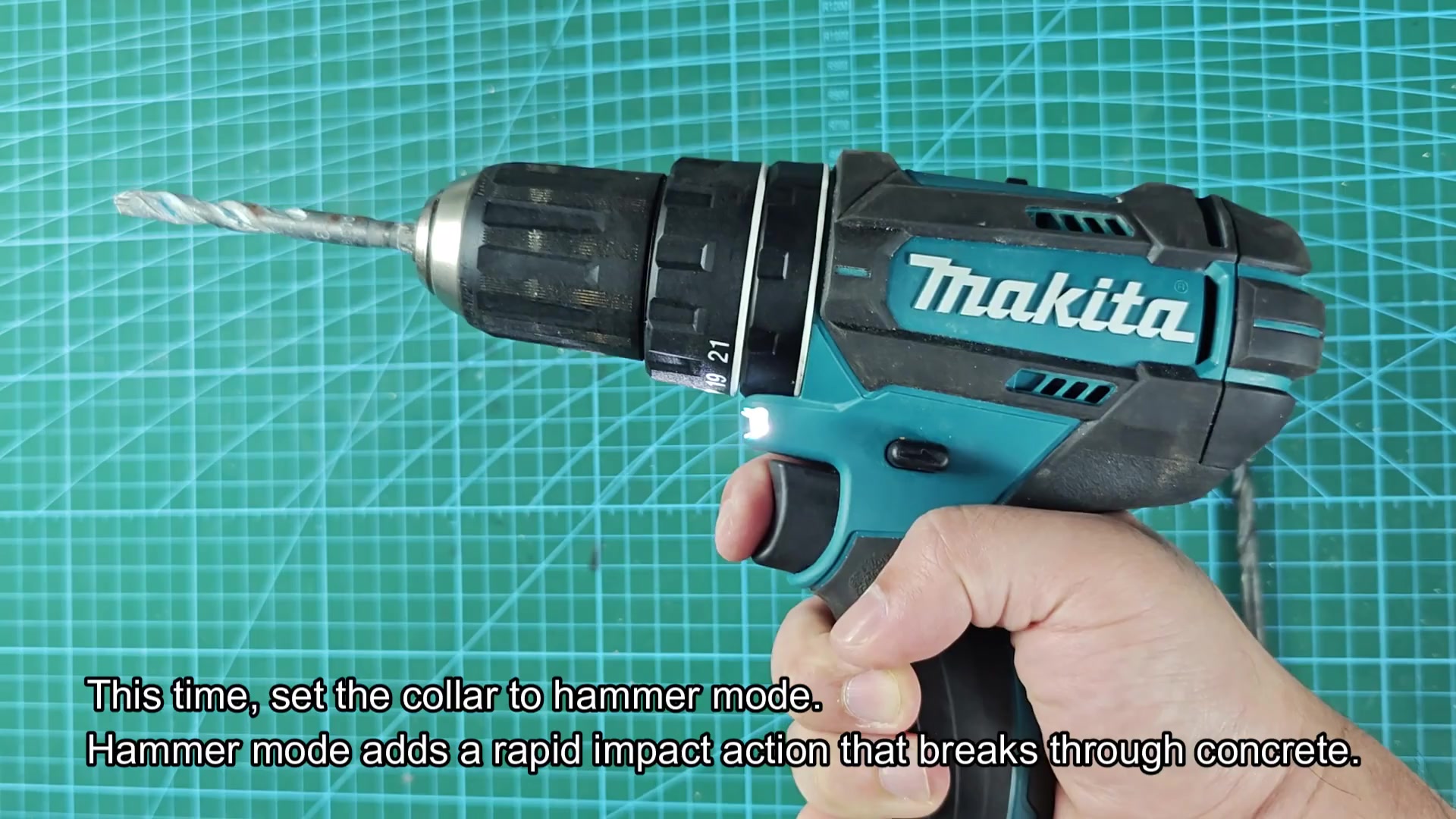 Hammer mode drilling faster into concrete Hammer mode drilling faster into concrete