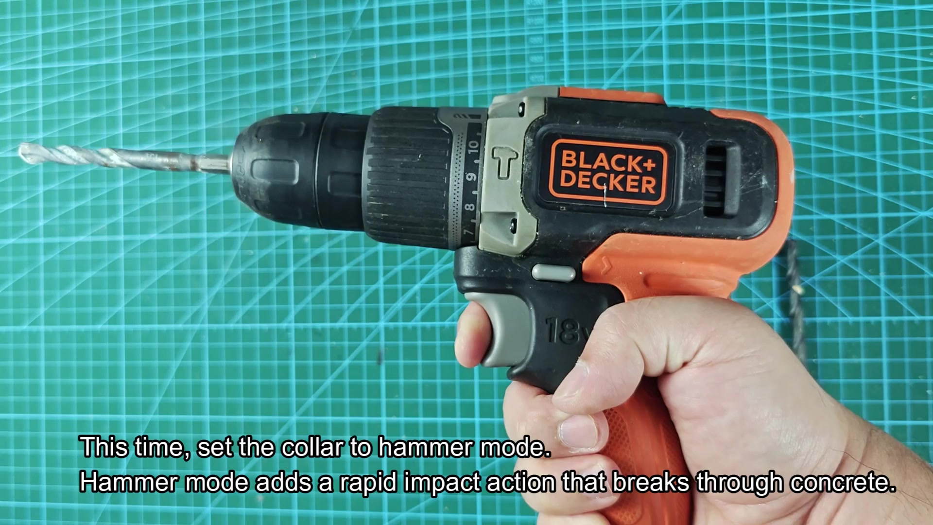 Hammer mode drills concrete faster