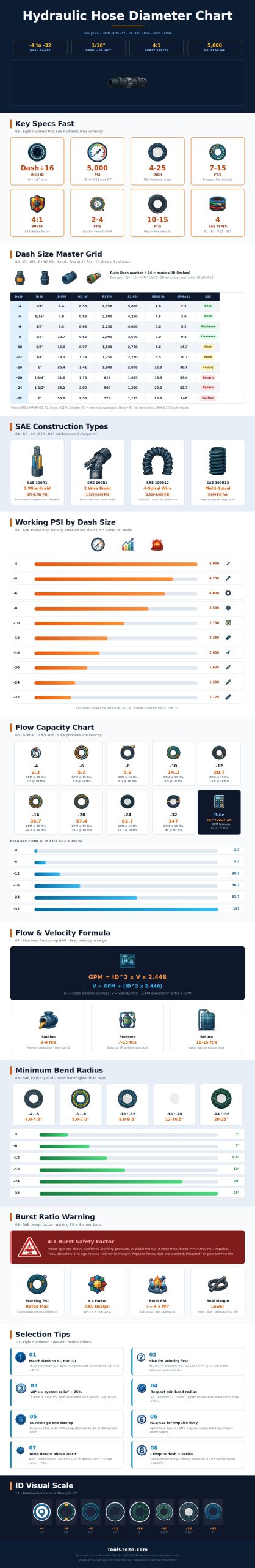 Hydraulic Hose Diameter Chart