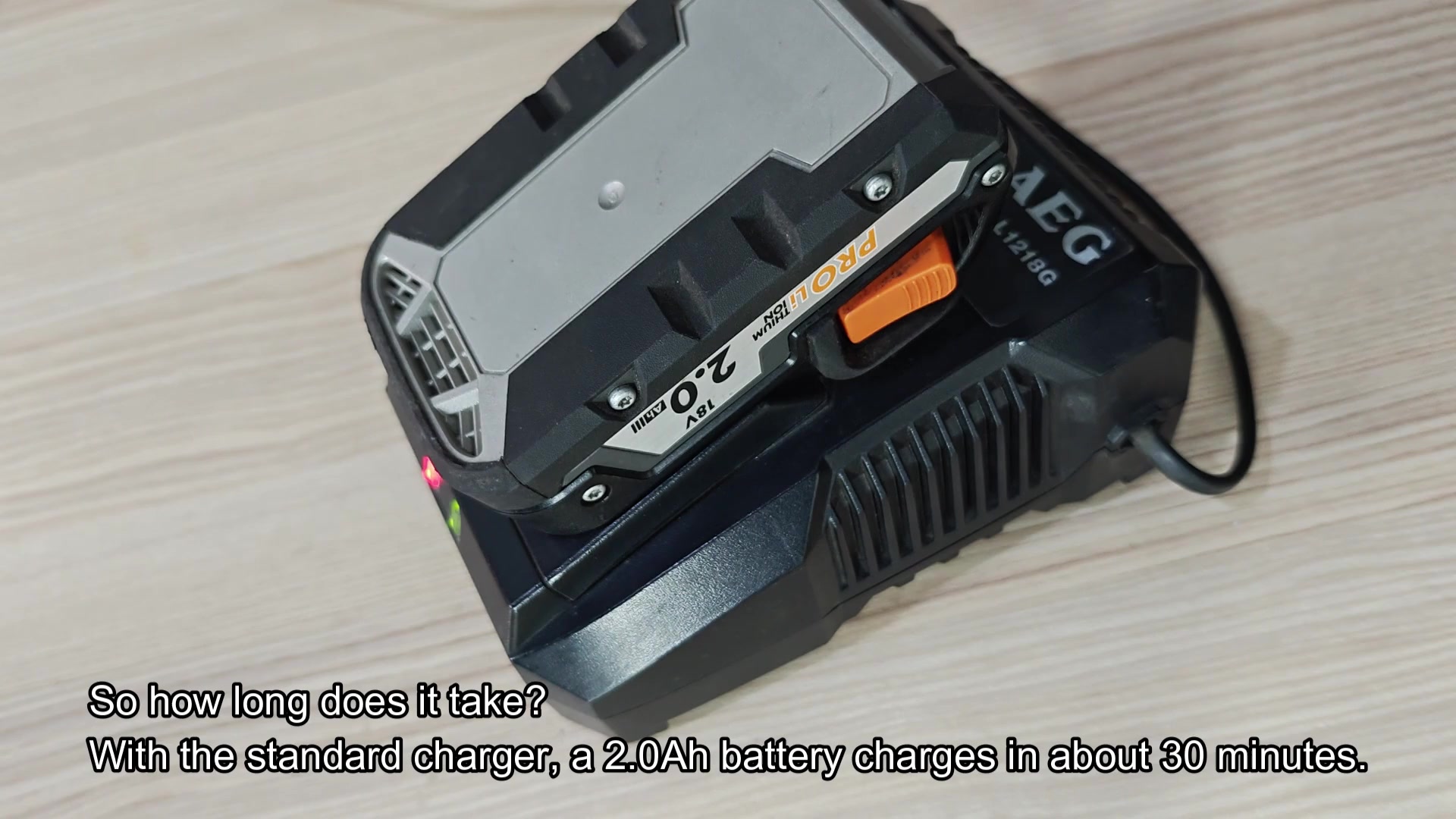 Indicator windows showing charging time for larger batteries Indicator windows showing charging time for larger batteries
