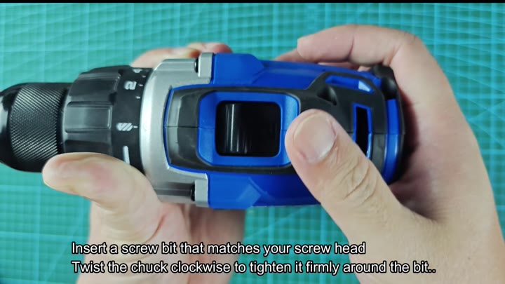 Insert and tighten screw bit