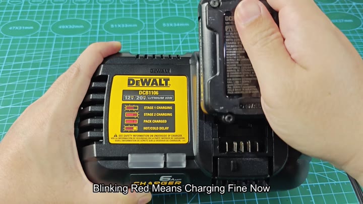 Insert battery into charger blinking red means charging