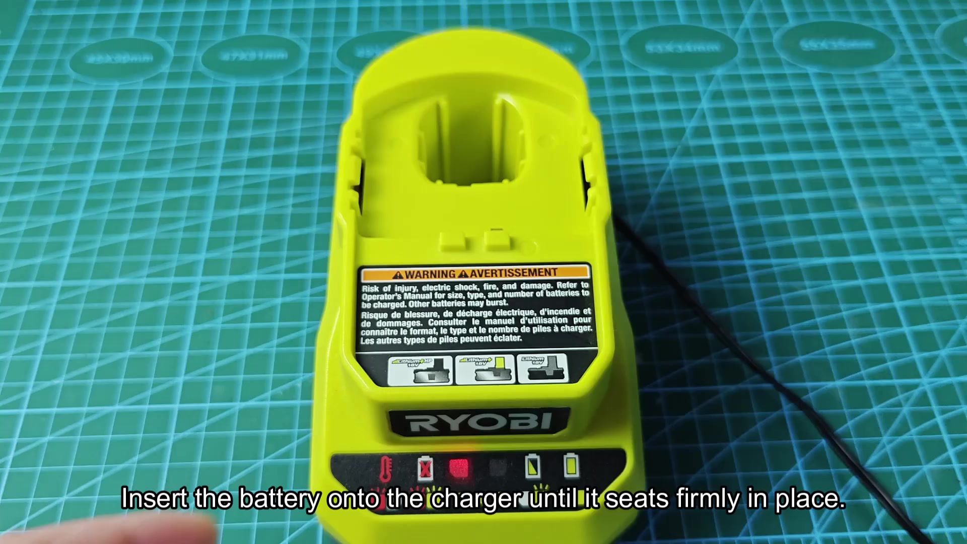 Insert battery onto charger firmly Insert battery onto charger firmly