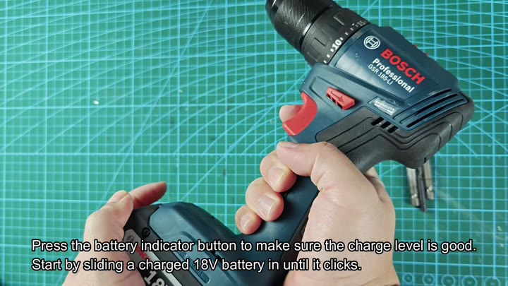 Inserting 18V battery into Bosch drill