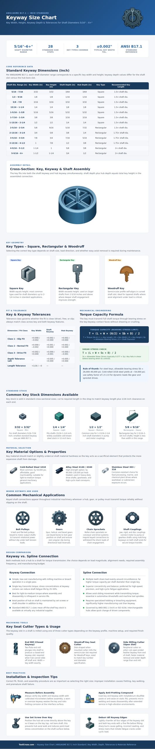 Keyway Size Chart