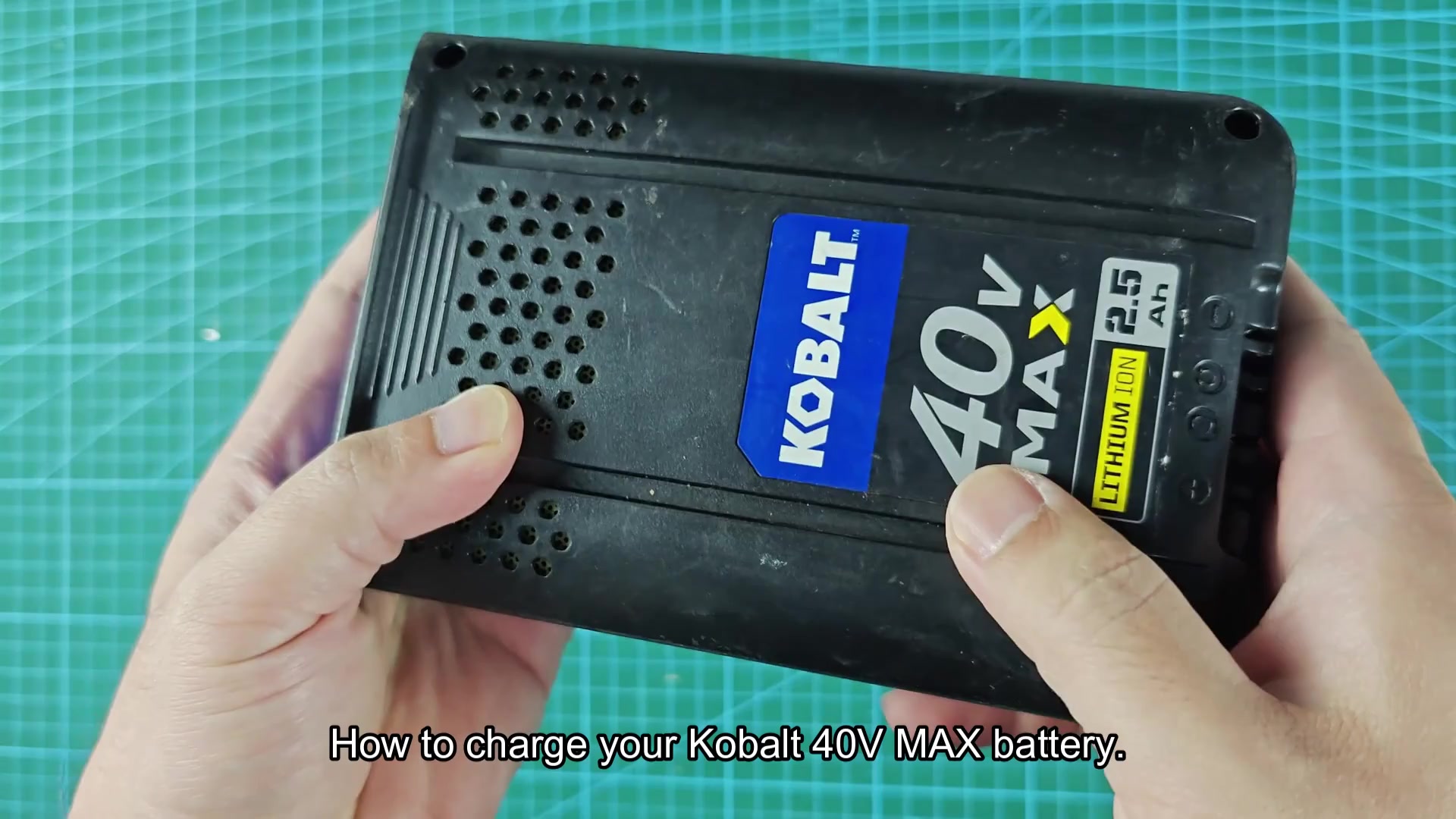 Kobalt 40V Max battery underside label Kobalt 40V Max battery underside label