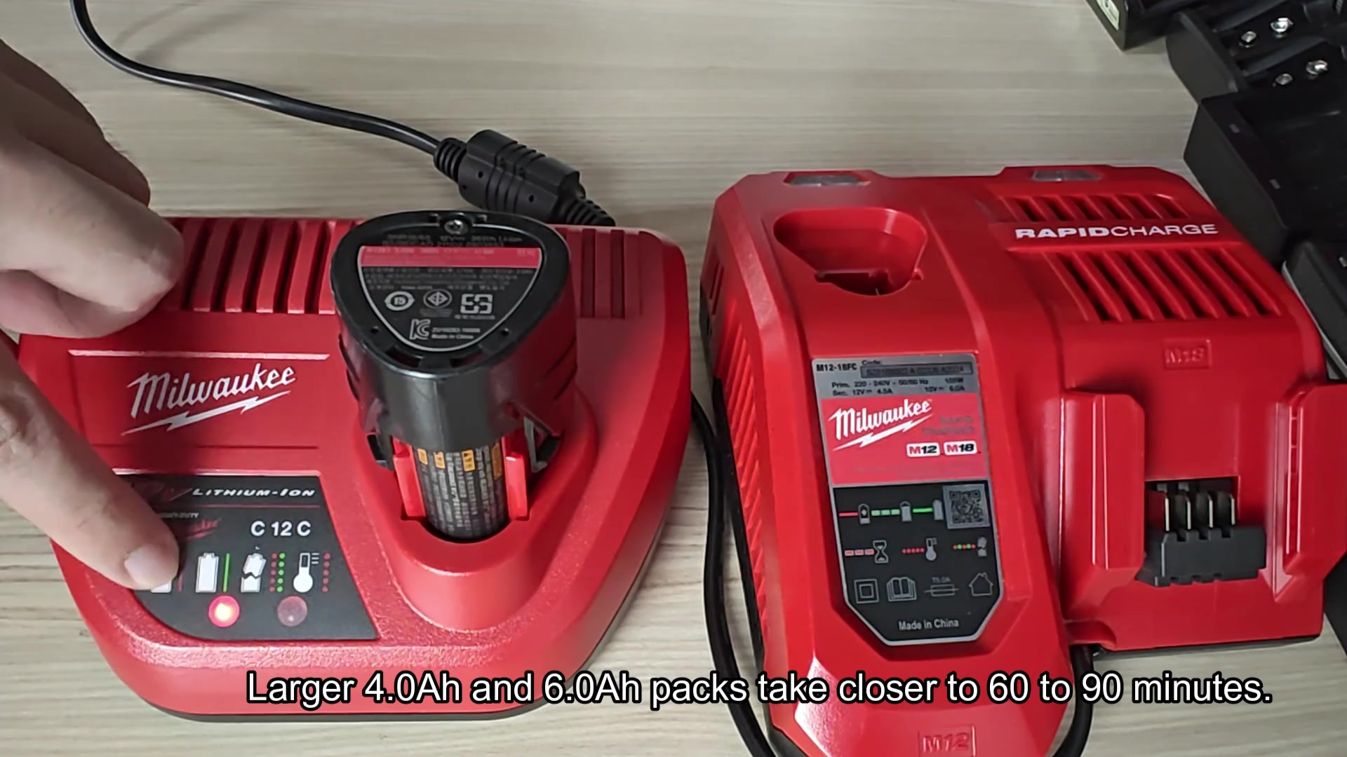 Larger batteries take sixty to ninety minutes Larger batteries take sixty to ninety minutes
