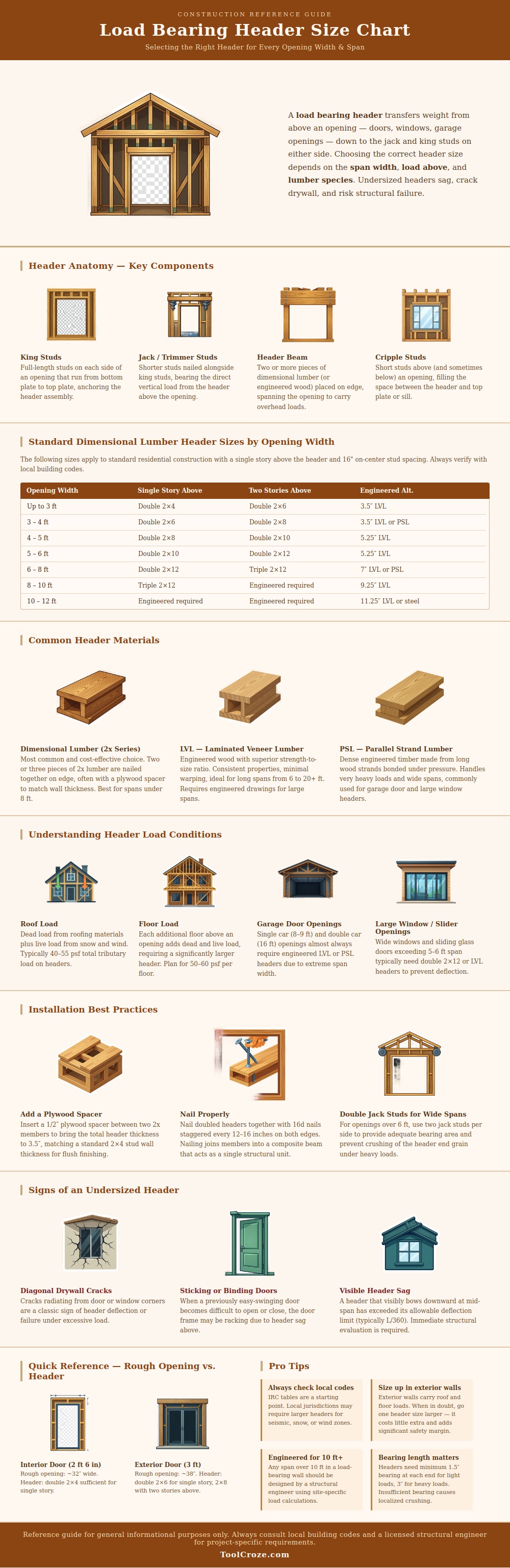 Load Bearing Header Size Chart