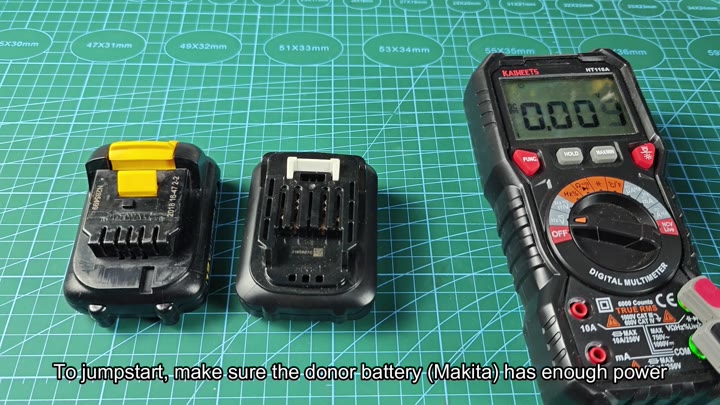 Multimeter confirms donor battery has enough power