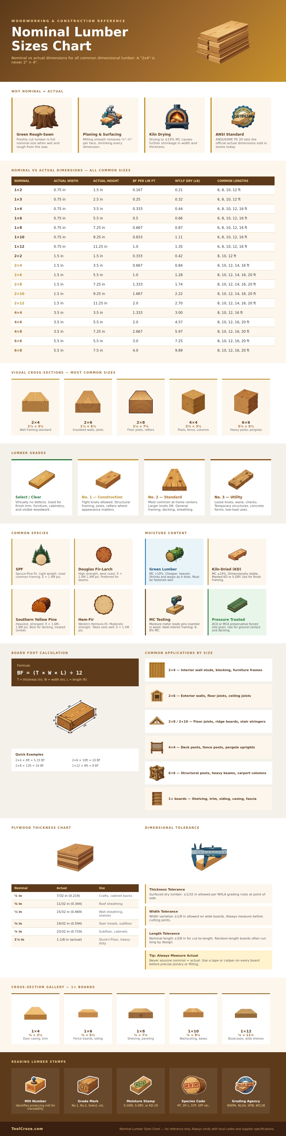 Nominal Lumber Sizes Chart