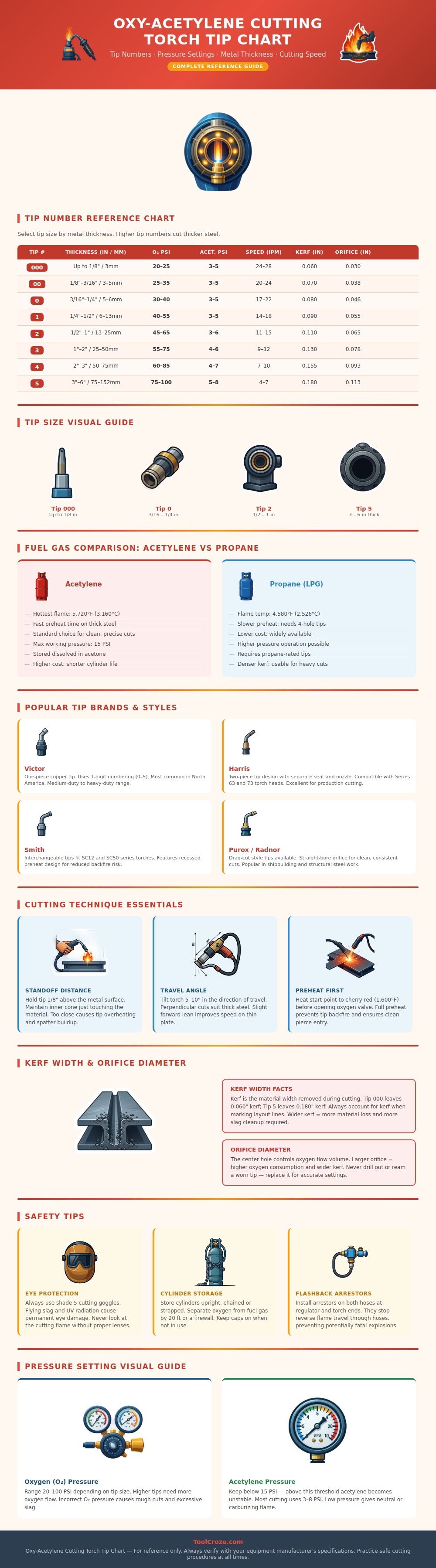 Oxy Acetylene Cutting Torch Tip Chart