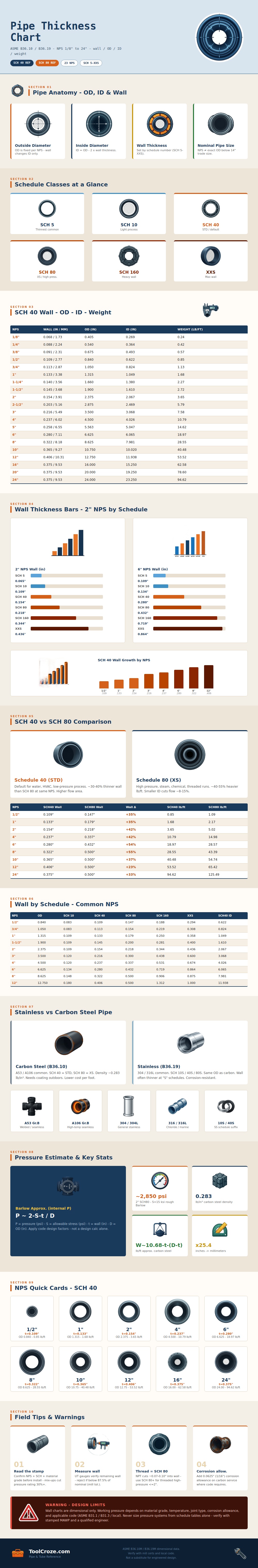 Pipe Thickness Chart