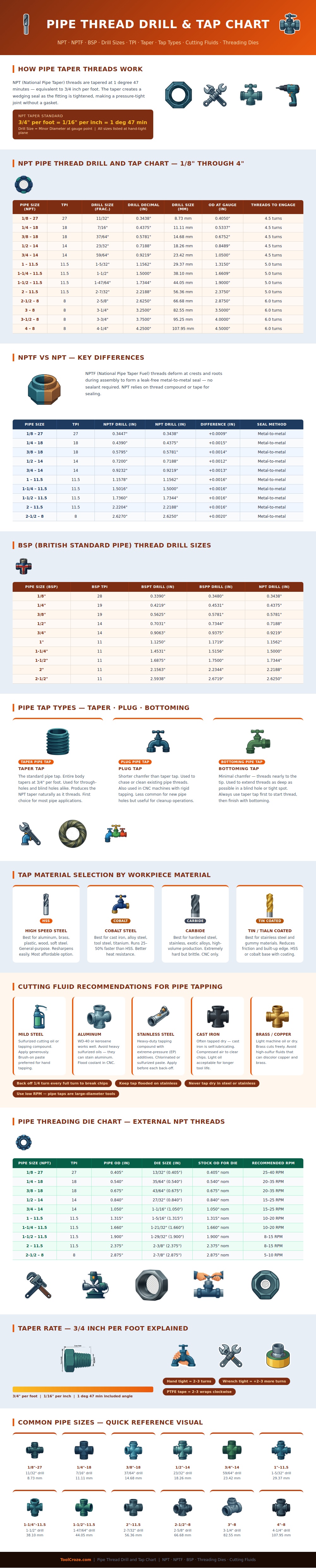 Pipe Thread Drill And Tap Chart