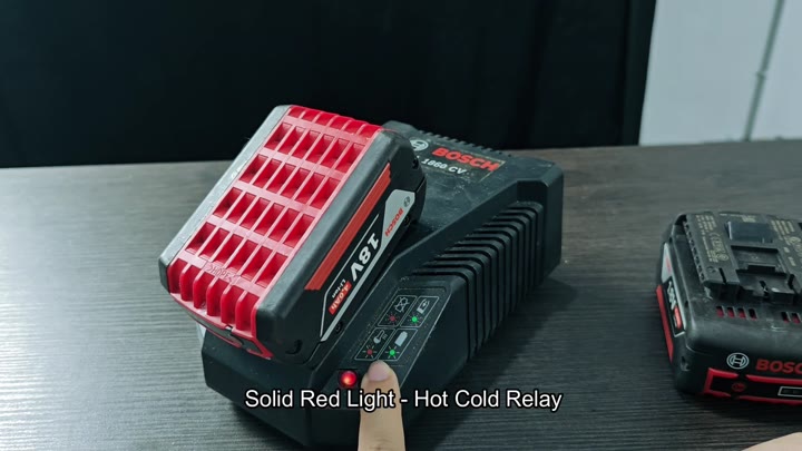 Press button to check solid red warning light