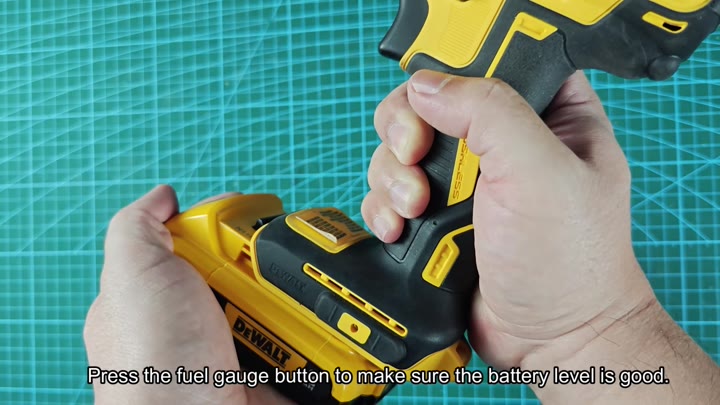 Press fuel gauge to check battery level Press fuel gauge to check battery level