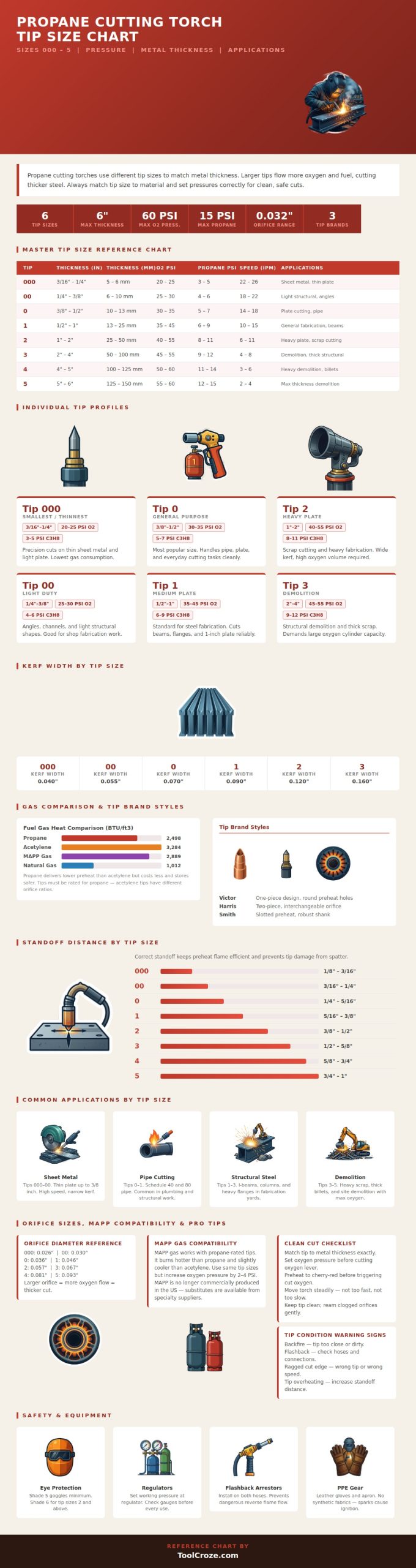 Propane Cutting Torch Tip Size Chart