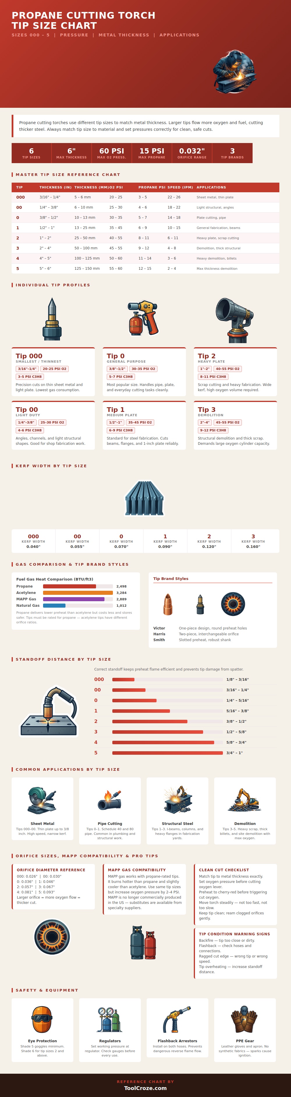 Propane Cutting Torch Tip Size Chart