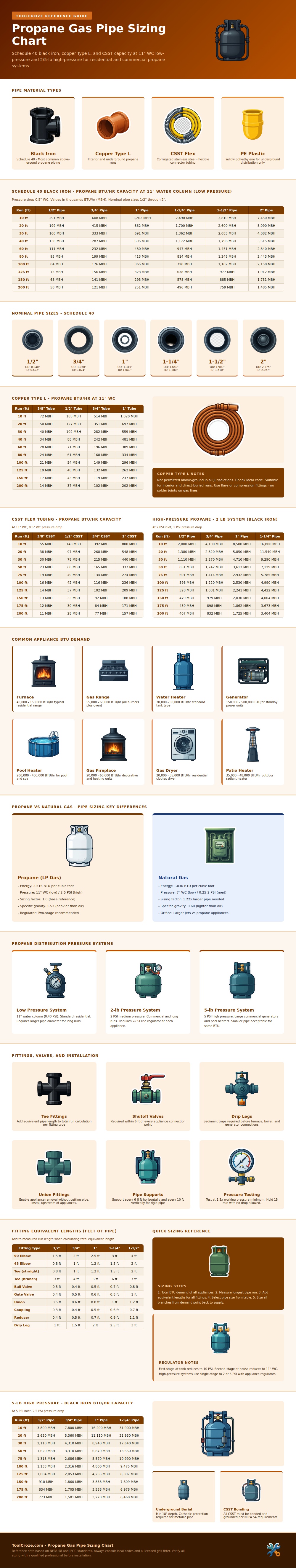 Propane Gas Pipe Sizing Chart