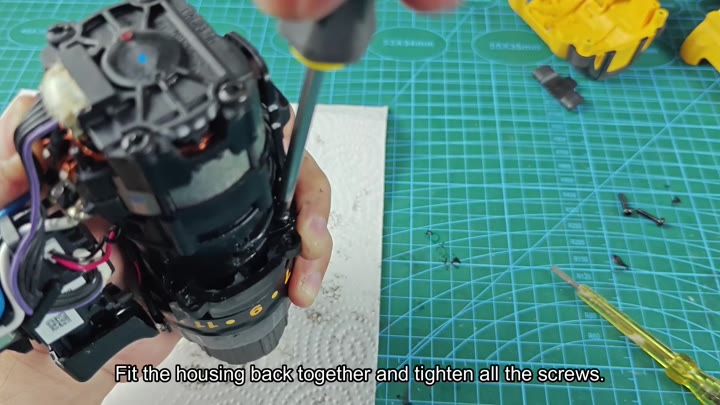 Reassembling drill housing with screws Reassembling drill housing with screws