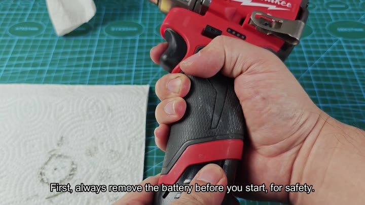Remove battery from Milwaukee drill first Remove battery from Milwaukee drill first