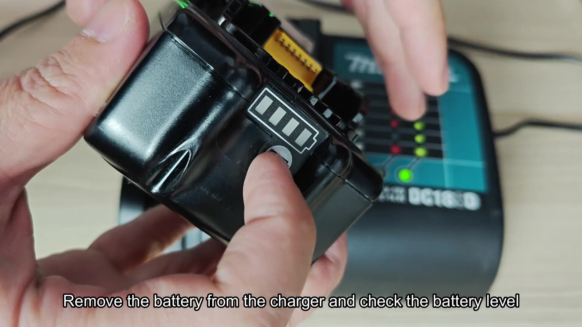 Remove battery to check remaining charge level Remove battery to check remaining charge level