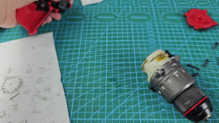 Removed red plastic casing parts