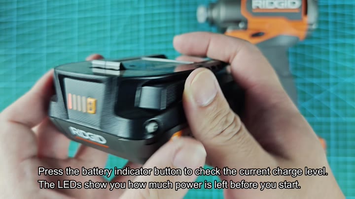 RIDGID battery LED charge level indicator