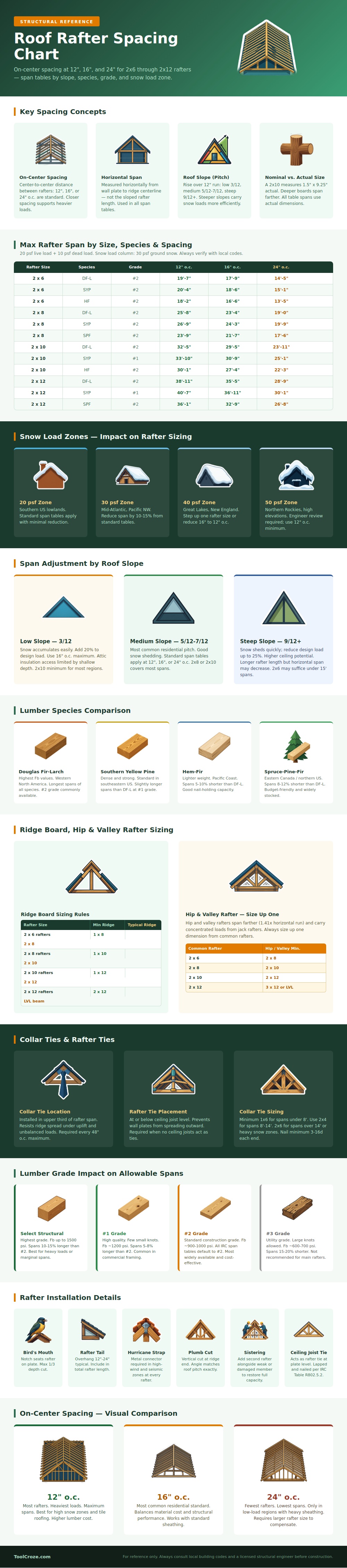 Roof Rafter Spacing Chart