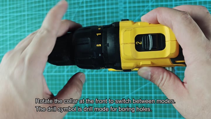 Rotate front collar for drill mode Rotate front collar for drill mode