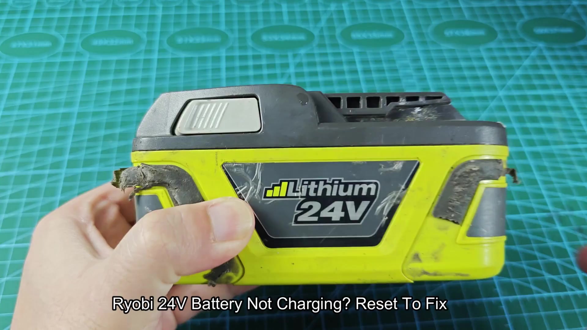 Ryobi battery underside warning labels