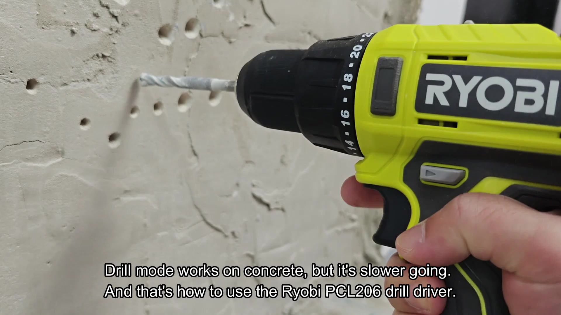 Ryobi PCL206 drilling into concrete