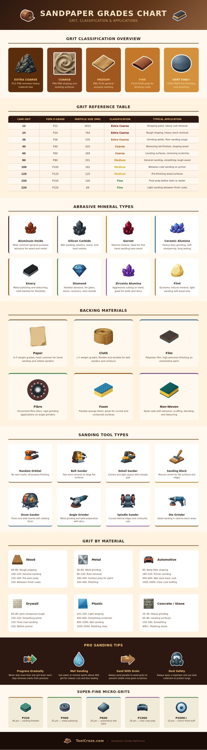 Sandpaper Grades Chart