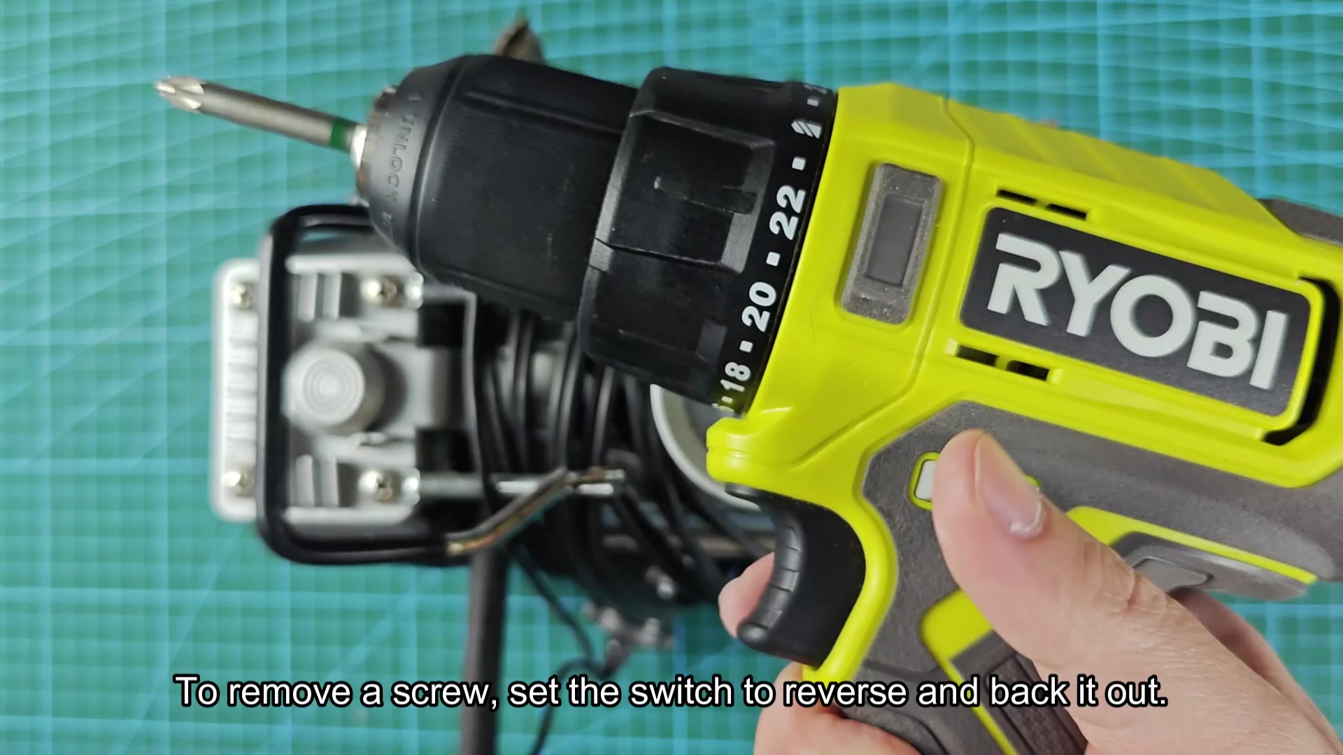 Set switch to reverse for removal
