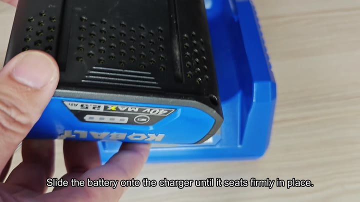 Slide battery onto Kobalt charger firmly