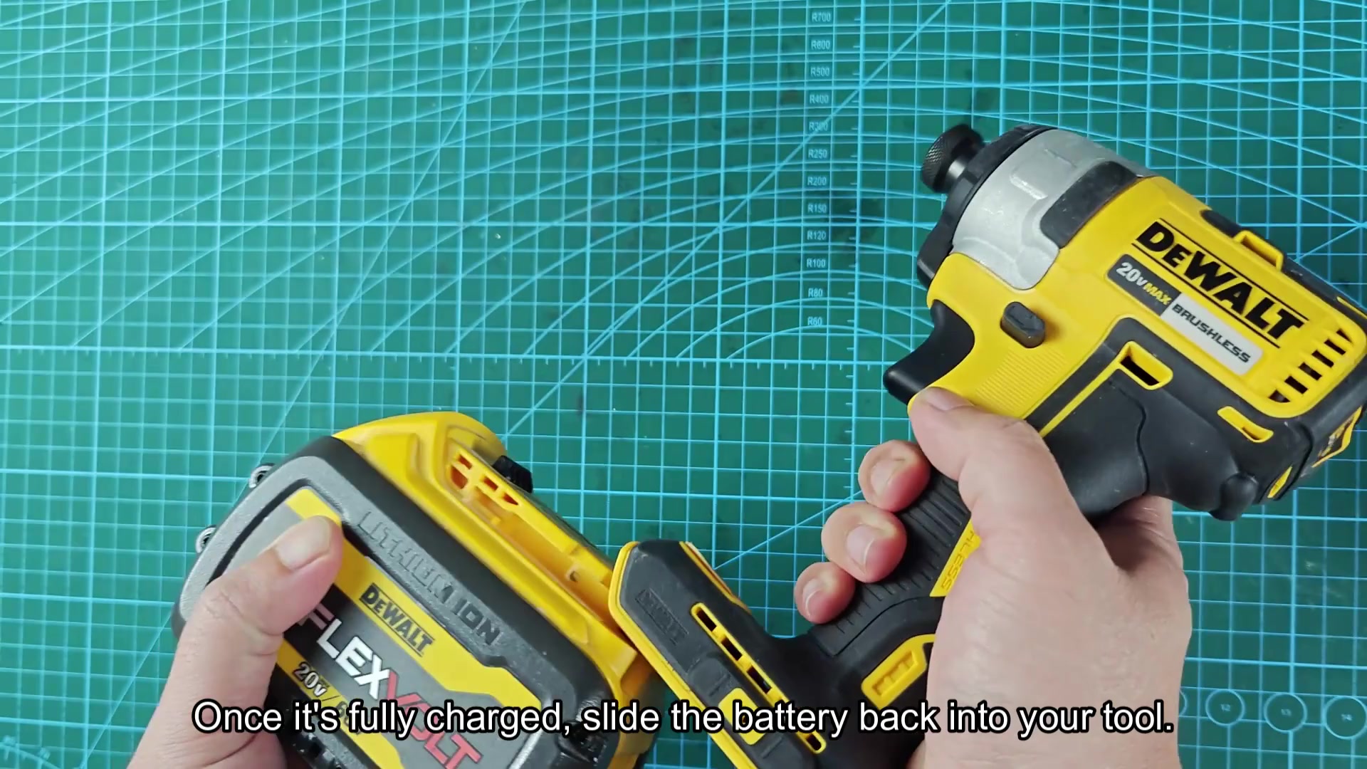 Slide charged battery back into tool Slide charged battery back into tool