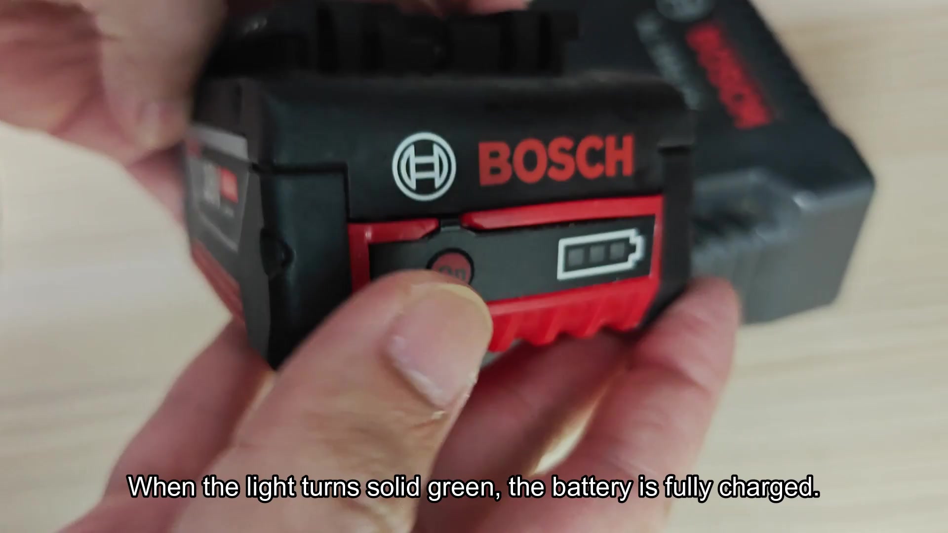 Solid green light means fully charged Solid green light means fully charged