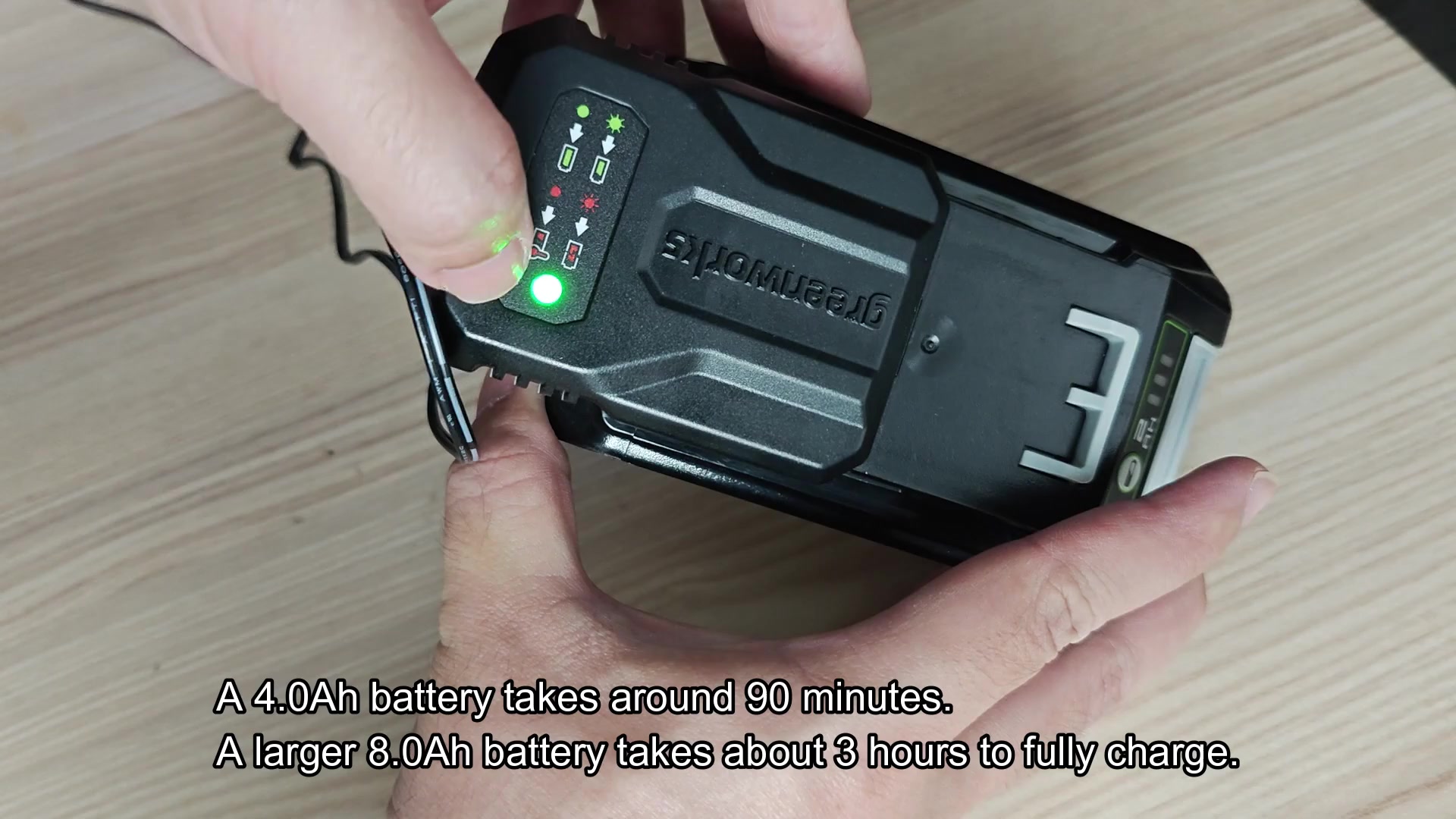 Solid green light means fully charged