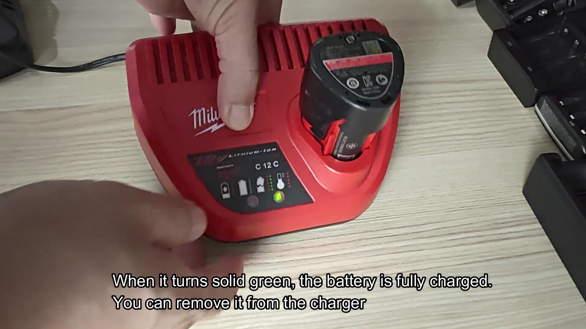 Solid green light means fully charged Solid green light means fully charged