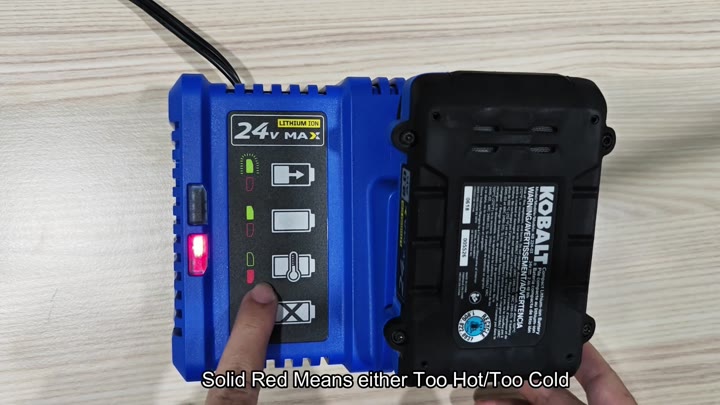 Solid red LED indicates temperature fault