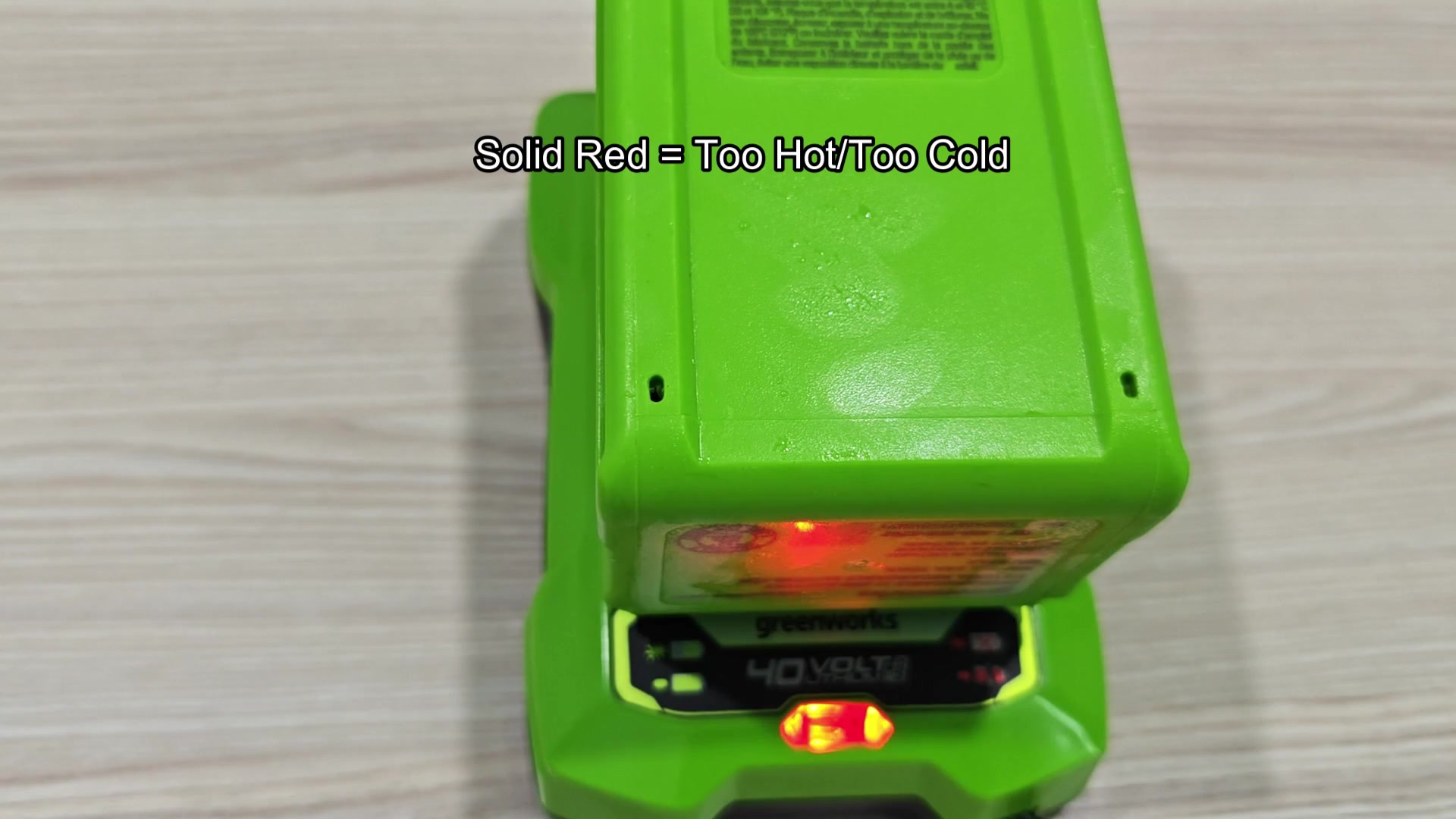 Solid red light means temperature issue Solid red light means temperature issue