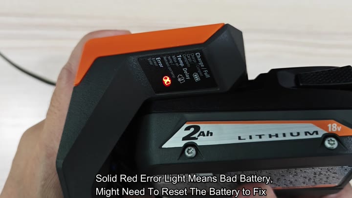 Solid red light signals bad battery