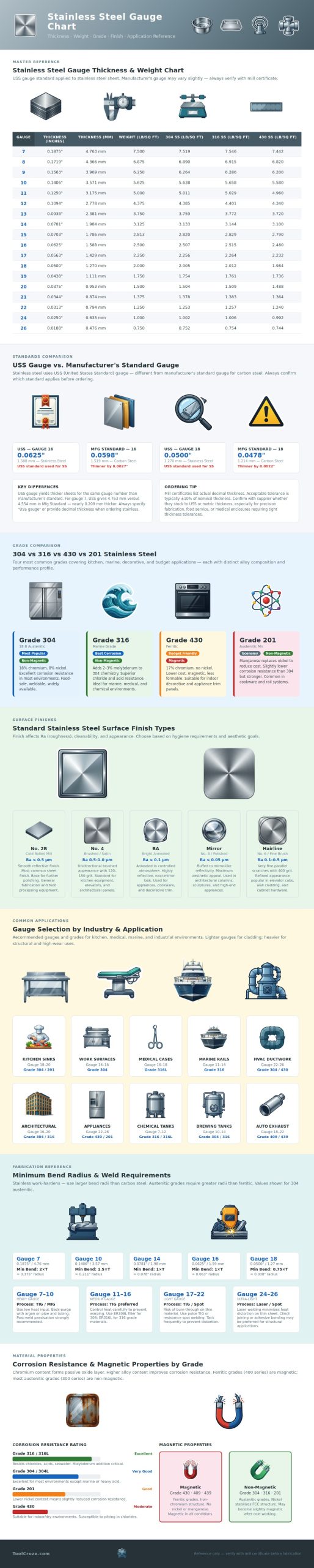Stainless Steel Gauge Chart