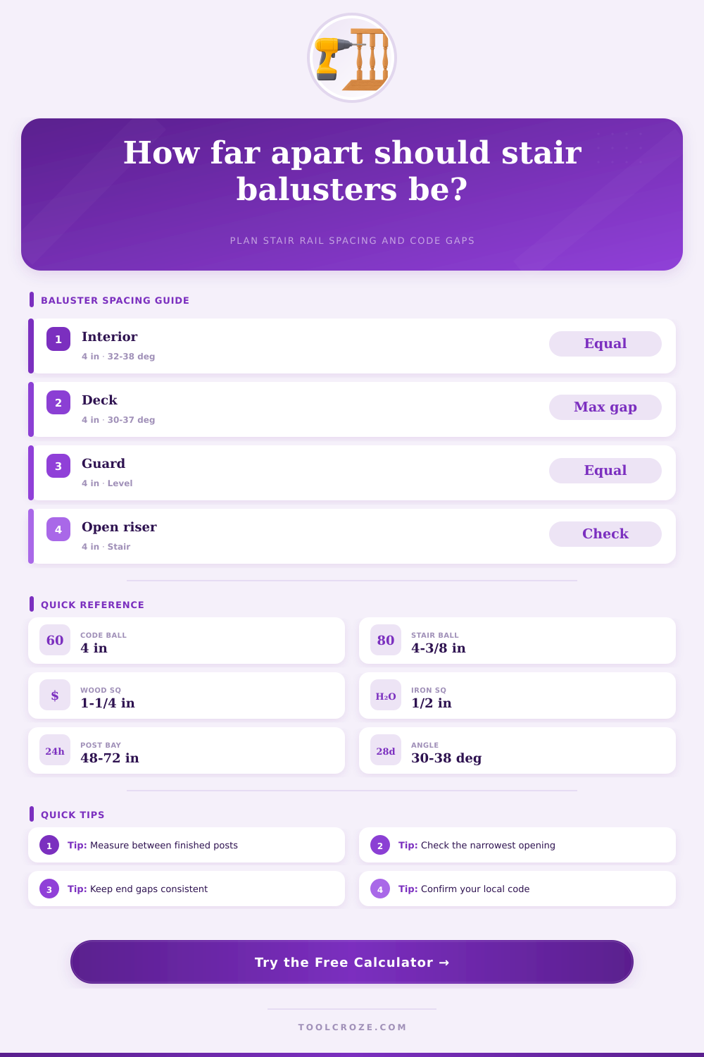 Stair Baluster Spacing Calculator | Code Gaps