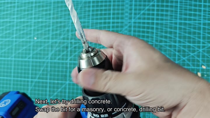 Swap to masonry bit for concrete